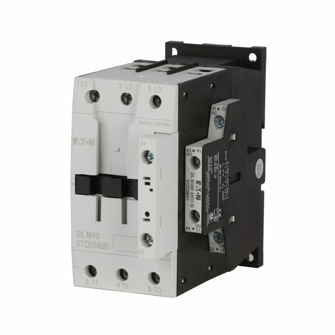 Eaton XTCE040DS1A IEC Contactor w/ Auxiliary Switch 40A 120V 110-120VAC 3P 