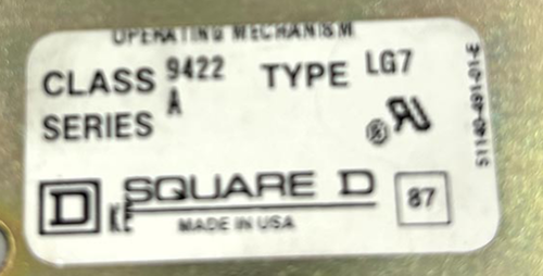 Square D 9422-LG7 Operating Mechanism W/9421-LH3 Handle Schneider Electric