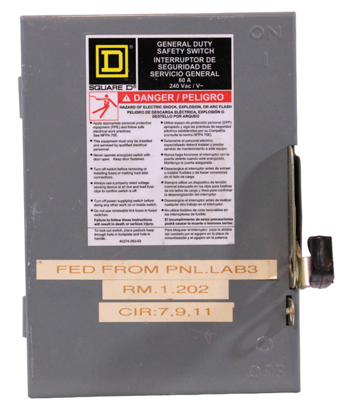 Square D DU322 Non-Fusible Disconnect | 60A | 240V | 3-Pole | NEMA 1 | General Duty