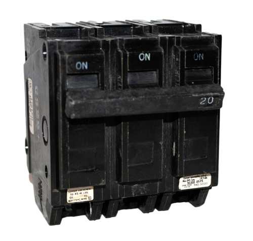 General Electric THQL32020 Breaker 20A 240V 3P 3PH 10kA Q-Line Plug-In
