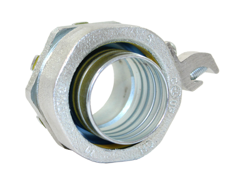 Eaton LT150G Liquid tight Connector, 1 1/2-Inch, FMC, Straight, Aluminum Ground Lug, Non-insulated, #4-14 AWG lug size, Malleable Iron