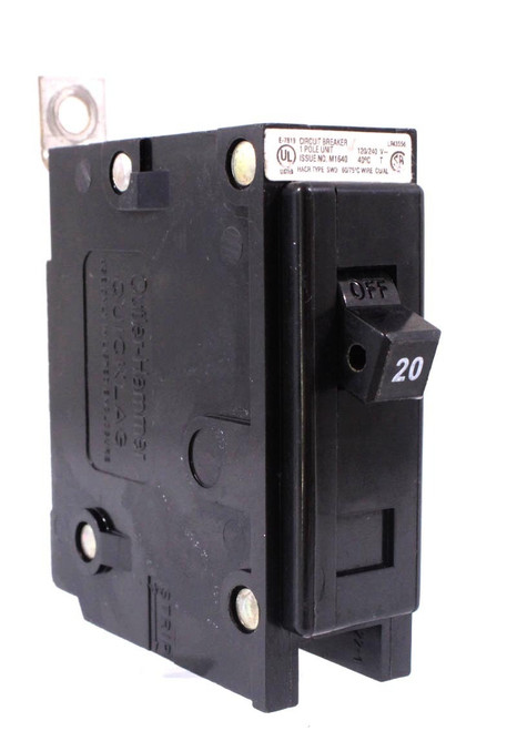 Eaton/Cutler Hammer QBHW1020 Breaker 20A 1P 120/240V 22kA Bolt-On