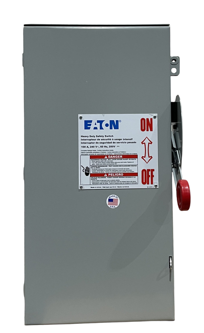 Eaton DH223FRK Fusible Disconnect | 100A 240V | 2-Pole 2-Wire | Heavy Duty Safety Switch NEMA 3R