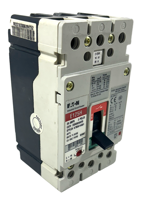 Eaton EGH3020AFG Breaker 20A 600Y/347V 3P 35kA Adjustable Thermal, Fixed Magnetic Trip
