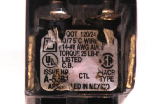 Square D QOT2020 Tandem Circuit Breaker – 20 Amp, 120/240V, 1" Plug-On – QO Series by Schneider