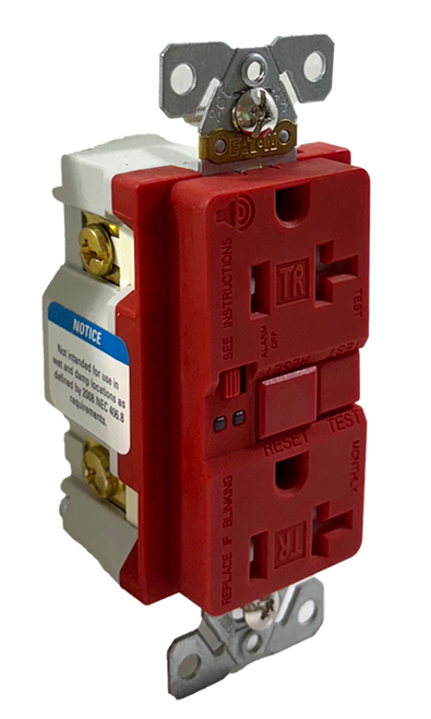 Eaton TRSGFA20RD GFCI Receptacle 20A 125V 2P 3W Grndng Self Test Audible Alarm