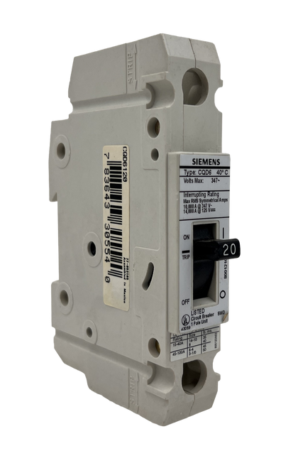 Siemens CQD6120 Circuit Breaker 20A 347V 1P 10kA Din Rail