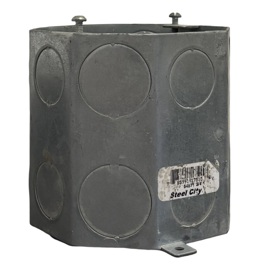 Steel City 54571-3/4-1 Octagon Concrete Box 4x4 3/4 In and 1 In KO Steel Screw/Nail On