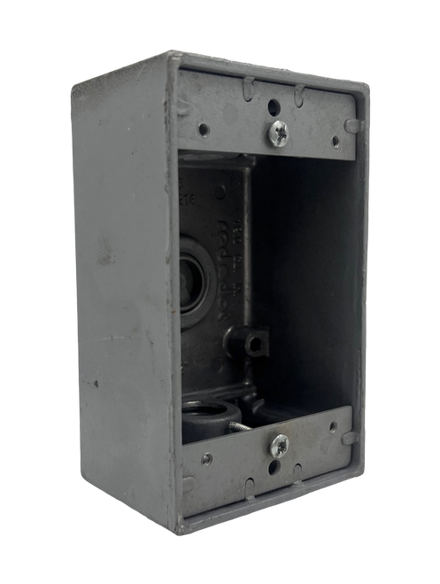Red Dot 1506216 Electrical Box 1 Gang, Hub Size: 1/2-Inch, 3 Inlets, L: 4.5-Inch, W: 2-Inch, Aluminum, Gray