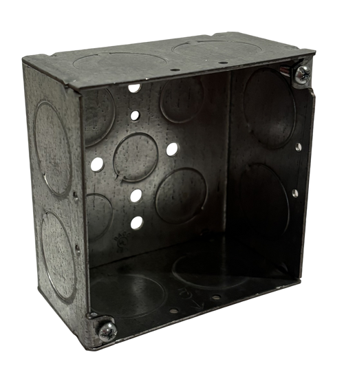 Raco 8233 Square Box 4 In 2 1/8 Deep 2 Gang Steel  1/2 In; 3/4 In; 1 In KO's