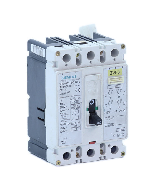 Siemens 3VF3111-1FS41-0AA0 Circuit Breaker 100A 600V 3P 18kA