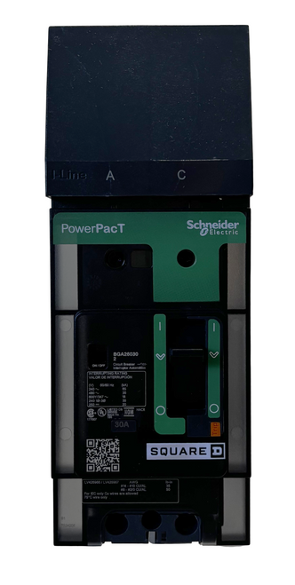 Square D BGA260302 Circuit Breaker – PowerPact B, 30A, 2 Pole, 600Y/347V AC, 18kA, I-Line, Thermal Magnetic