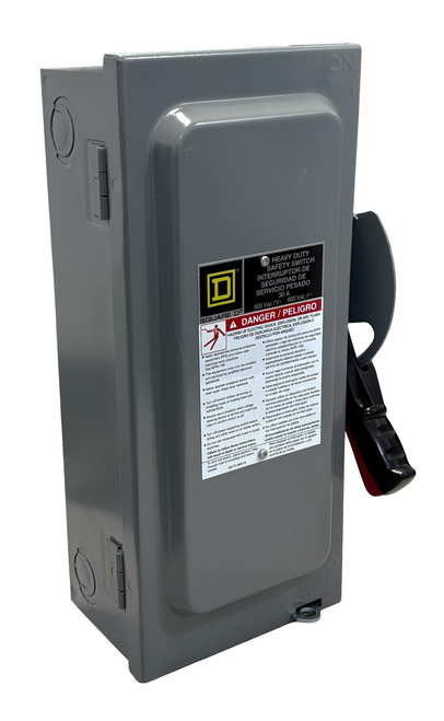 Square D H361N Heavy Duty Safety Switch | Fusible | 30A | 3-Pole | 4-Wire w/ Neutral | 600VAC/DC | 20 HP | NEMA 1 | Industrial Disconnect