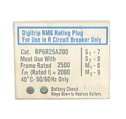 Cutler Hammer RP6R25A200 Digitrip RMS Plug – R Series Circuit Breaker Only