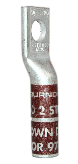 Burndy YA2CN Compression Cable Lug One Hole 2 Str Brown Die 10 or 97