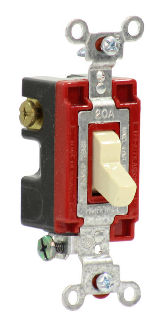 Hubbell CS1223I Toggle Switch 20A 120/277V 3 Way, Specification Grade, For Back and Side Wiring, 1223I