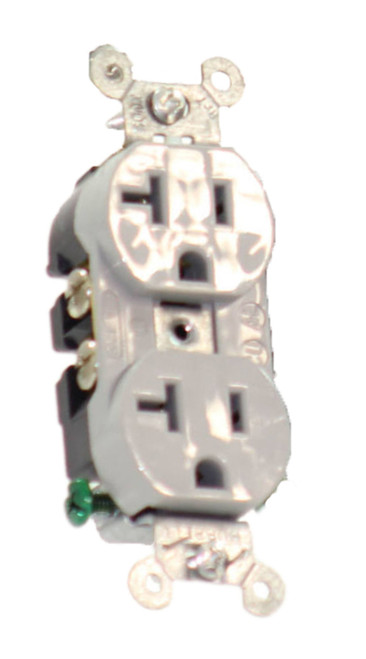 Hubbell 5352AG Receptacle Duplex, Gray, 20A, 125V, NEMA 5-20R, 2 Pole, 3 Wire Grounding