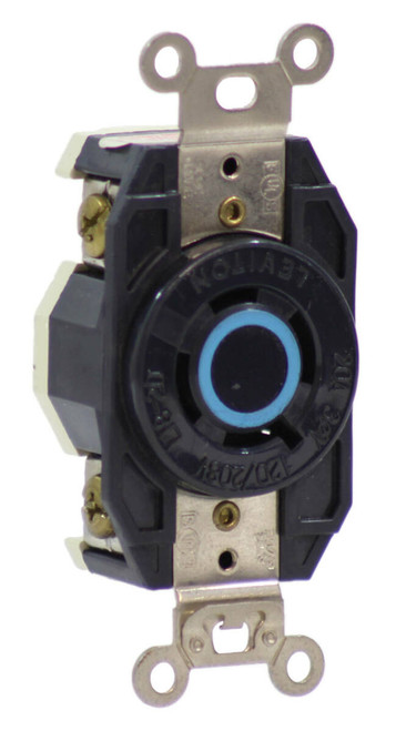 Leviton 2440 Locking Single Receptacle 20 Amp, 120/208 Volt 3-Phase Y, NEMA L18-20R, 4P, 4W, Flush Mtg, Industrial Grade, Non-Grounding, V-0-MAX - BLACK