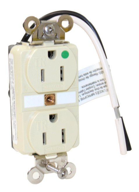 Hubbell Receptacle HBL8200SGIA 15A 125V 2P 3W Nema 5-15R Tamper Resistant Hospital Grade Grounding