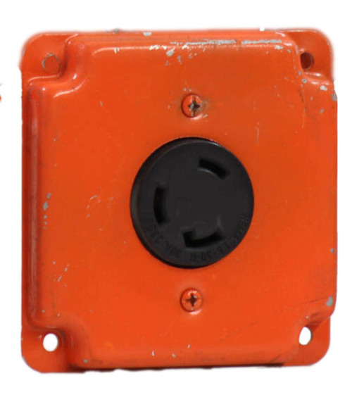 AC Works FML630R Locking Receptacle Inside Orange Face Plate 30-Amp 250-Volt NEMA L6-30R Flush Mounting Locking Industrial Grade Receptacle