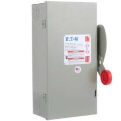 Eaton DH361NGK Fusible Disconnect 30A 600 ACV 3P NEMA1 Fusible with Neutral, Heavy Duty Safety Switch