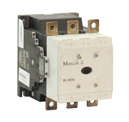 Moeller DIL M250/22 Contactor 300A 600V 24-48V Coil w/2 Auxiliary DIL M 820-XHI