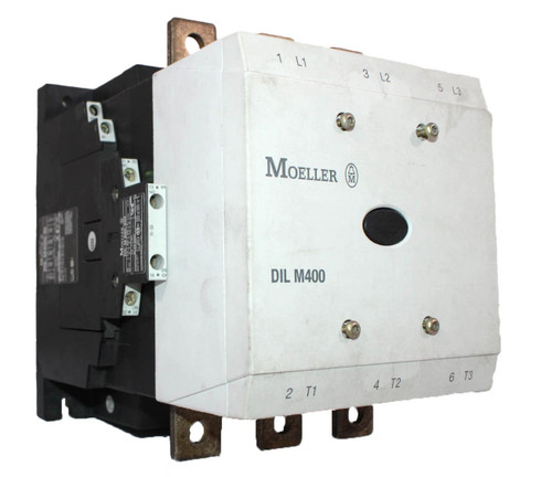 Moeller DIL M400 Contactor 450A 600V 3Ph 24-48V Coil w/2 Auxiliary DIL M 820-XHI