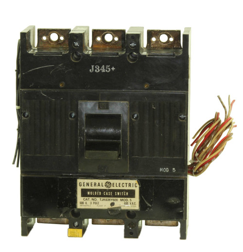 General Electric TJK636Y600 Switch 600A 600V 3P 22KA with 3 Auxiliary Switches Shunt Trip, NO Lugs