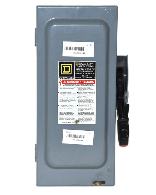 Square D HU361 Non-Fusible Disconnect | 30A | 600V | 3P | NEMA 1 | Heavy Duty