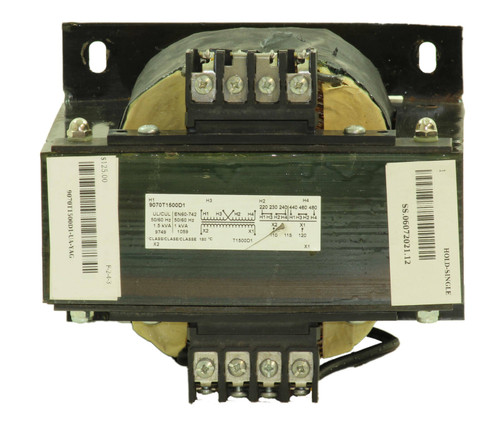 Square D 9070T1500D1 Industrial Control Voltage Transformer 1.5KVA Primary: 480 Secondary: 120