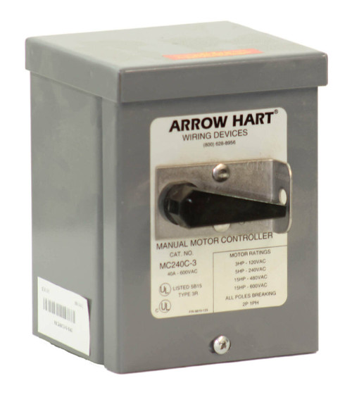 Arrow Hart MC240C-3 Manual Motor Controller 40A 600V 1P NEMA: 3R