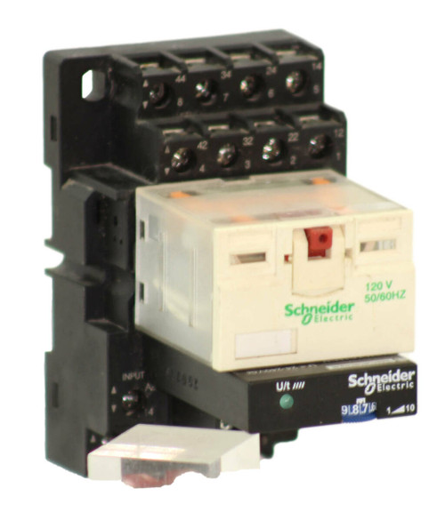 Schneider RPM4 Relay 120V 14PINS with Relay Timer Module RUW 101MW, Relay Socket RPZF4