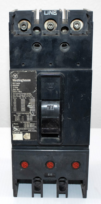 Westinghouse KB3250F Breaker Frame W/HKB3225T Trip Adjustment 225A 600V 3P 14KA