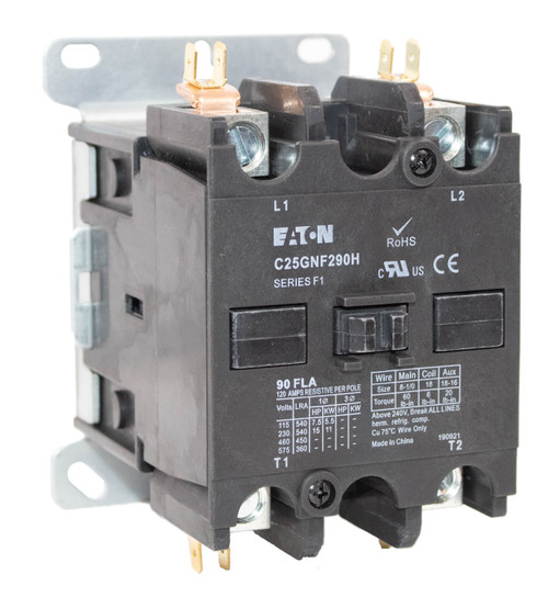 Eaton C25GNF290H Contactor 90A 600V 2P 1PH Definite Purpose