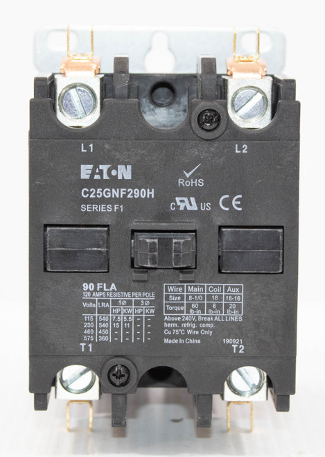 Eaton C25GNF290H Contactor 90A 600V 2P 1PH Definite Purpose