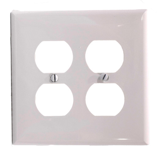 Eaton PJ82W Mid-Size 2-Gang White Duplex Wall Plate