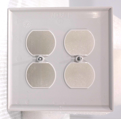 Eaton PJ82W Mid-Size 2-Gang White Duplex Wall Plate