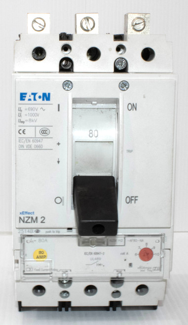 Eaton NZMN2-AF80-NA Circuit Breaker 3-Pole, 80A Adjustable Trip, 600V NZM2 Frame