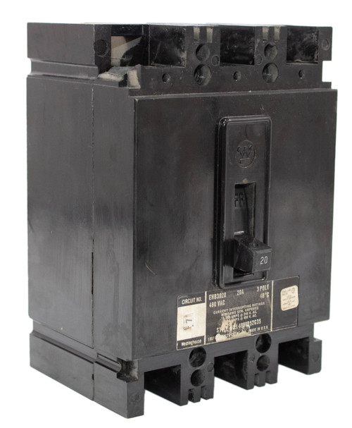 Westinghouse EHB3020 Breaker 20A 480V 3P 14KA 4989D52G35 ..