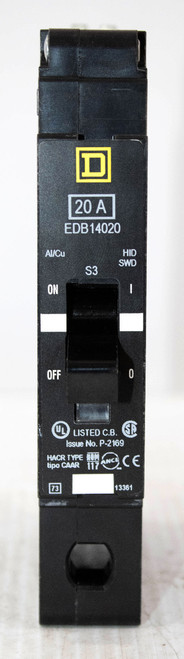 Square D EDB14020 Breaker 20A 277V 1P 1PH 25kA Max E Frame Bolt-On Thermal Magnetic Square D EDB14020 Breaker 20A 277V 1P 1PH 25kA Max E Frame Bolt-On Thermal Magnetic