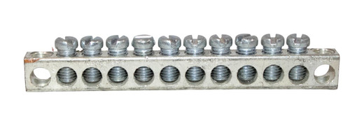 Ilsco NB-18 Aluminum Neutral & Ground Bar, 4–14 AWG, Multiple Ports, Dual-Rated CU/AL