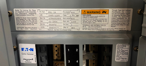 Eaton PRL1A Main Breaker Panelboard 400A 120V/208Y 3PH 4 W Type 1 Spaces: 42