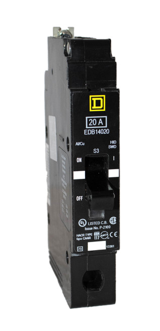 Square D EDB14020 Breaker 20A 277V 1P 18kA Bolt-On Molded Case Type EDB Thermal Magnetic