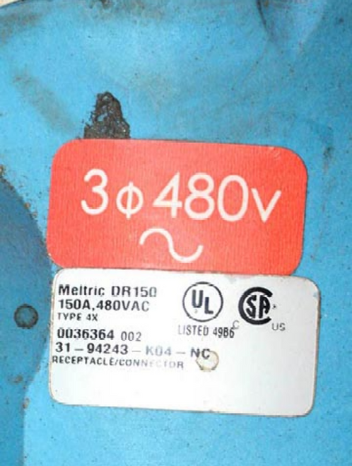 Meltric DR150 31-94243-K04-NC Receptacle 150A 480V Type 4X