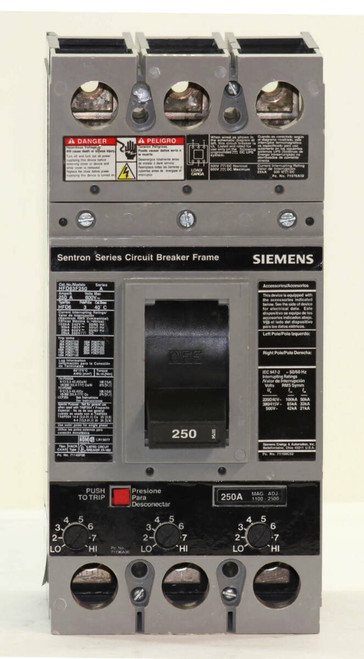 Siemens HFD63B250 Circuit Breaker | 250A | 3-Pole | 600V AC | 65kA @ 480V  | Sentron Series | Thermal Magnetic | UL Listed