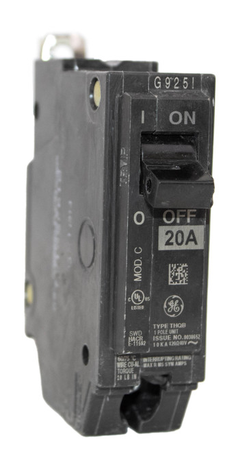 General Electric. THQB1120 Breaker 20A 120/240V 1P 10kA Bolt-On