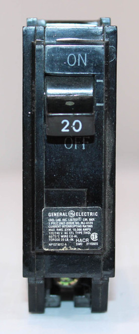 General Electric THQL1120 Breaker 20A 120/240V 1P 10kA Plug-In