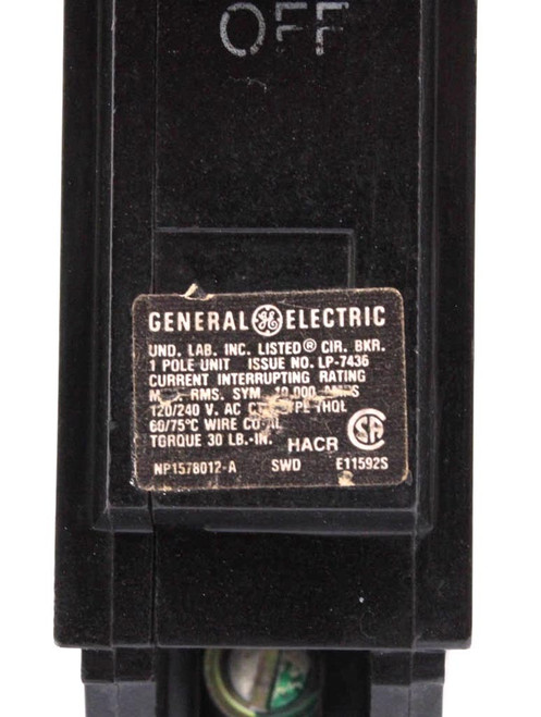 General. Electric THQL1120 Circuit Breaker 20A 120/240V 1P 10kA Plug-In