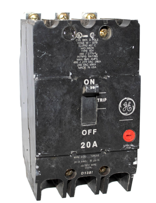 General Electric TEY320 Bolt-on Breaker 20A 480/277V 3P 14kA Type TEY