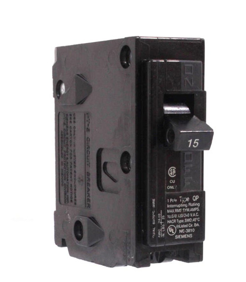 Siemens Q115 Breaker 15A 120/240V 1P 10kA Plug In
